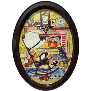 Vintage Holly Hobbie Metal Tray – Oval Wall Art – Farmhouse Country Style